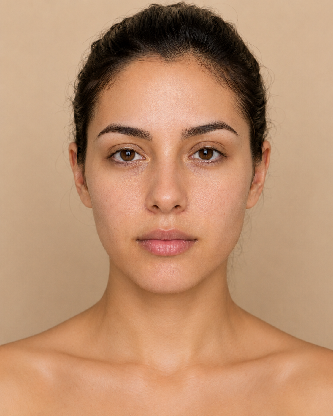 Shade 02 model before applying BB cream