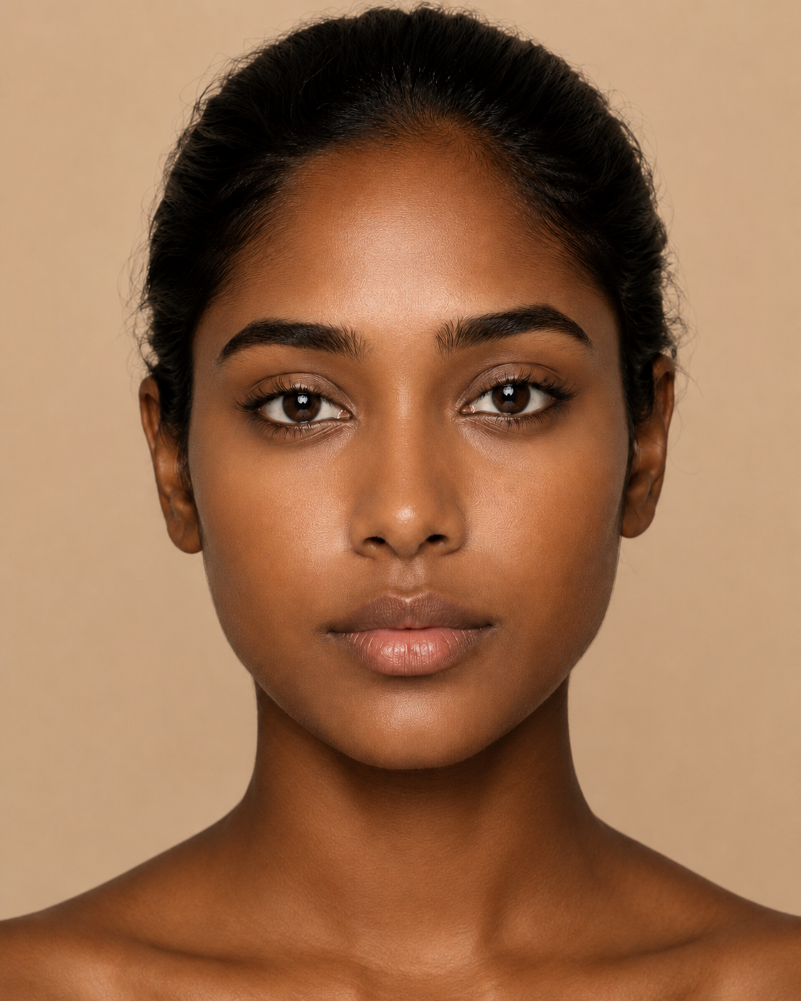 The same Shade 04 model after applying BB cream