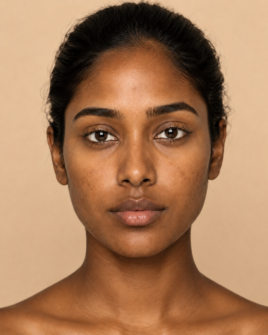 Shade 04 model before applying BB cream